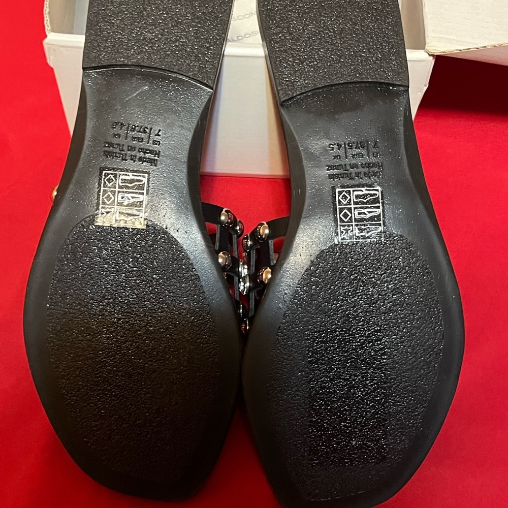 ALDO Black Sandals with Silver , Clear Rhinestones - Picture 4 of 4